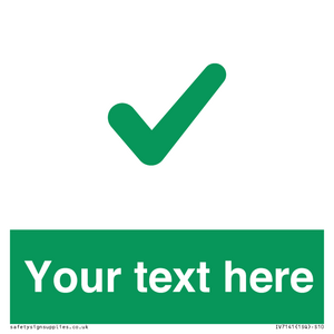 Custom green background, green tick sign